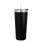 Black Tumbler with White Straw And Clear Lid With Black Flip-Top Accent